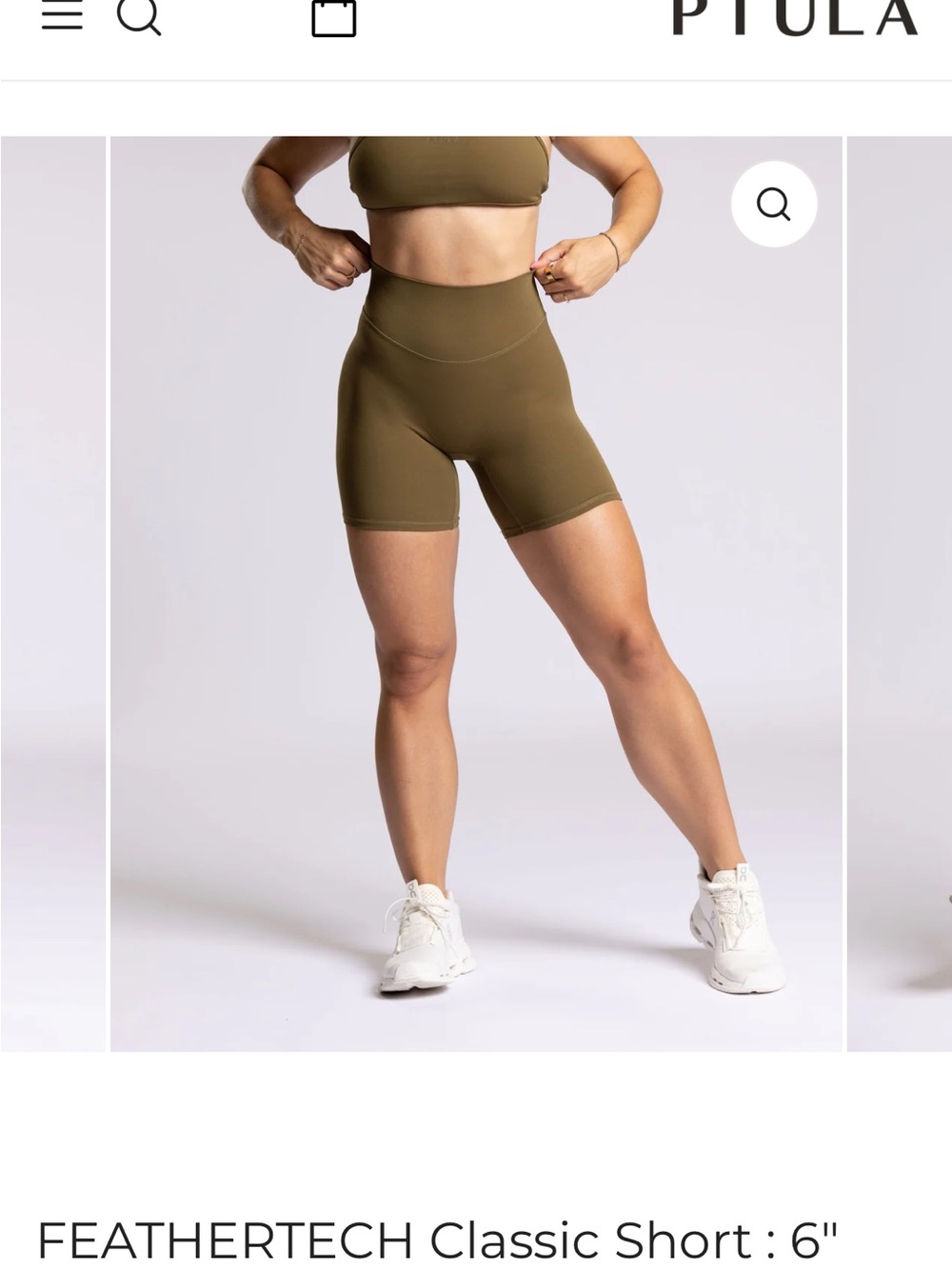 P'tula Olive High-Waist Athletic Shorts
